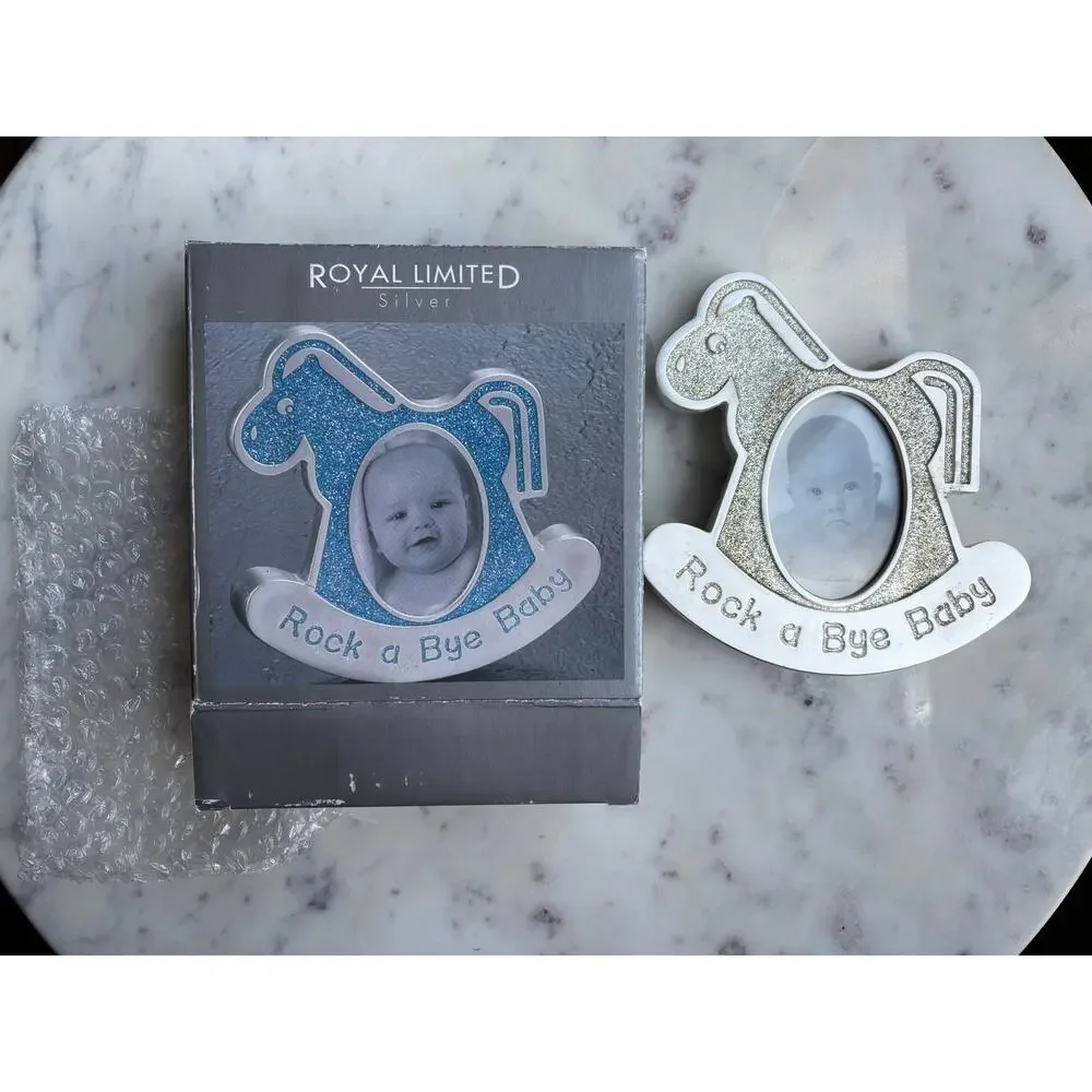 NWT Royal Limited Silver Rock a Bye Baby Rocking Horse Photo Frame w/ Box